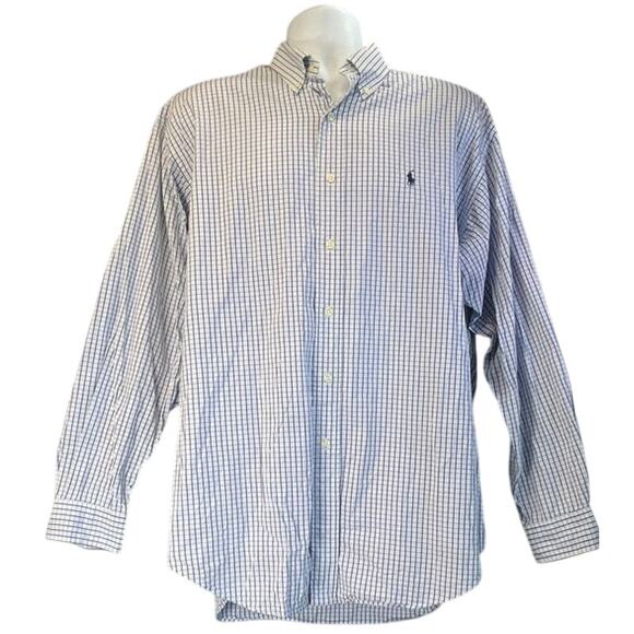 Lauren Ralph Lauren Other - LRLauren Mens L Blue Plaid 100% Two Ply Cotton Button Up Long Sleeve Shirt